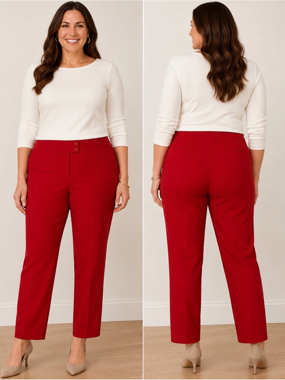 Talbots Signature Riding Red Ankle Pants Size 14 Mid-Rise Career Stretch Trouser